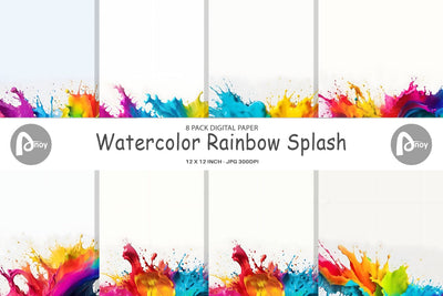 Digital Paper Watercolor Rainbow Splash Digital Pattern artnoy 