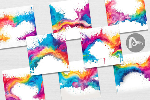 Digital Paper Watercolor Rainbow Splash Digital Pattern artnoy 