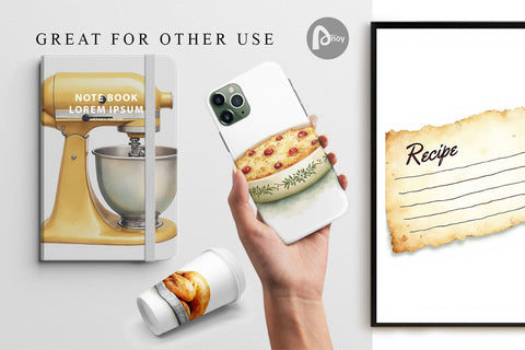 Digital Paper Watercolor Retro Thanksgiving Prep Digital Pattern artnoy 