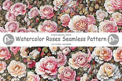 Digital Paper Watercolor Roses Pattern Digital Pattern artnoy 