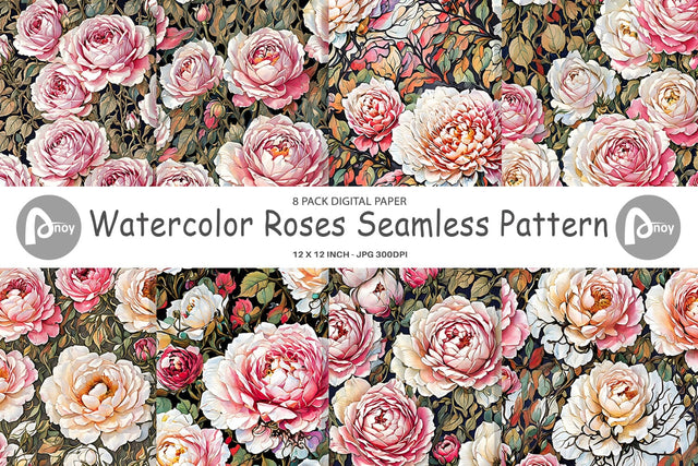 Digital Paper Watercolor Roses Pattern Digital Pattern artnoy 