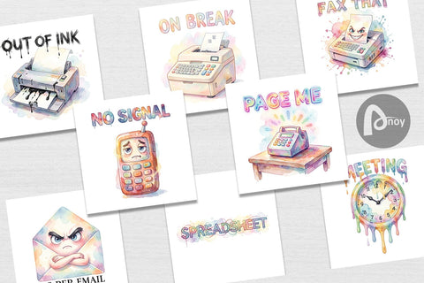 Digital Paper Watercolor Sarcastic 90s Office Quotes Digital Pattern artnoy 