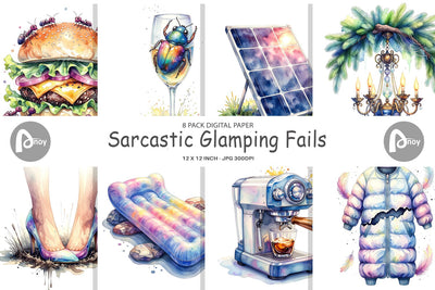 Digital Paper Watercolor Sarcastic Glamping Fails Digital Pattern artnoy 