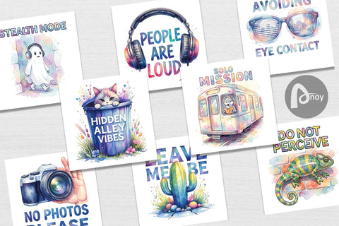 Digital Paper Watercolor Sarcastic Introvert Quotes Digital Pattern artnoy 