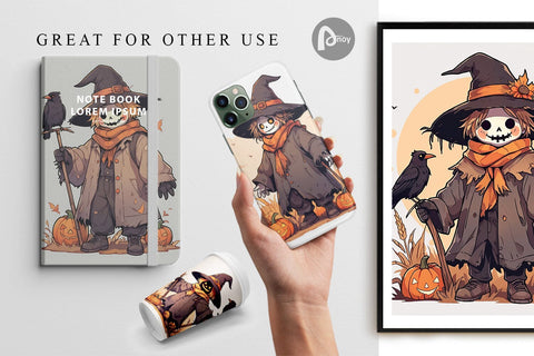 Digital Paper Watercolor Scarecrow Digital Pattern artnoy 