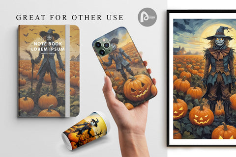 Digital Paper Watercolor Scarecrow Digital Pattern artnoy 