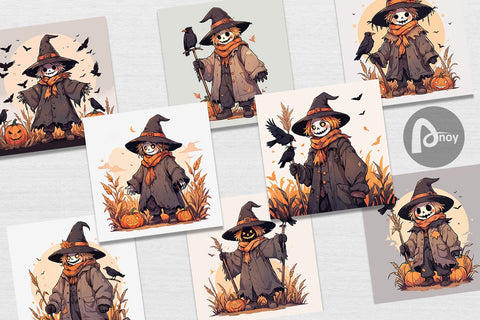 Digital Paper Watercolor Scarecrow Digital Pattern artnoy 