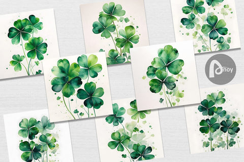 Digital Paper Watercolor Shamrock Leaves Digital Pattern artnoy 