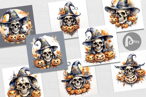 Digital Paper Watercolor Skull Digital Pattern artnoy 