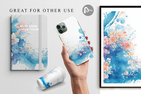 Digital Paper Watercolor Splash Wave Digital Pattern artnoy 