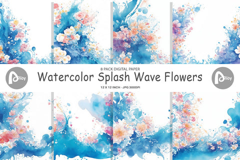 Digital Paper Watercolor Splash Wave Digital Pattern artnoy 