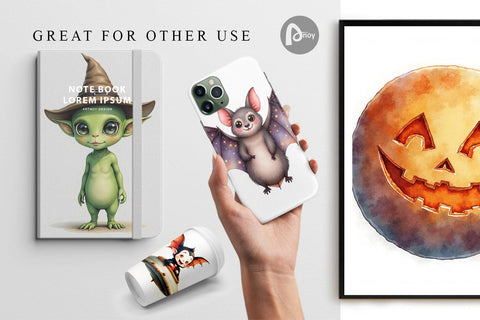 Digital Paper Watercolor Spooky Space Cadets Digital Pattern artnoy 