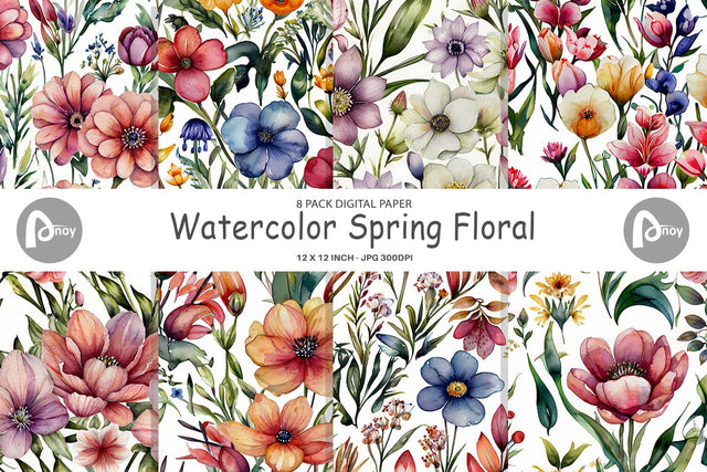 Digital Paper Watercolor Spring Floral Digital Pattern artnoy 