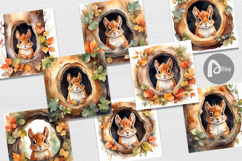 Digital Paper Watercolor Squirrel Digital Pattern artnoy 