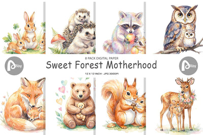Digital Paper Watercolor Sweet Forest Motherhood Digital Pattern artnoy 