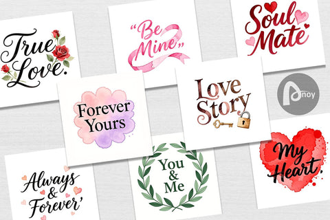 Digital Paper Watercolor Sweetheart Quotes Digital Pattern artnoy 