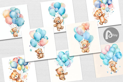 Digital Paper Watercolor Teddy Bear Digital Pattern artnoy 