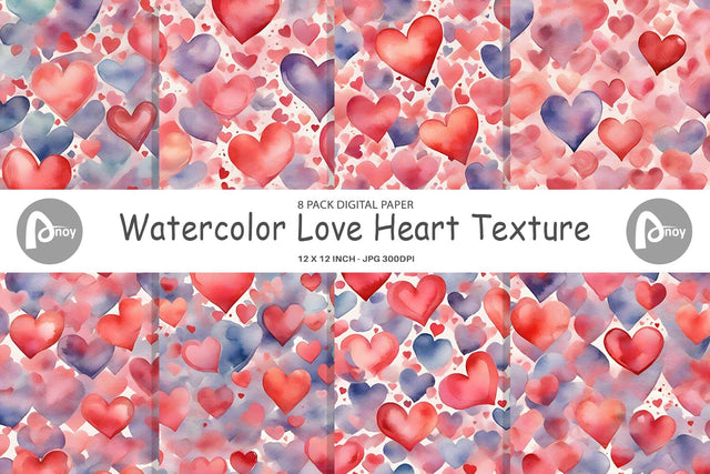 Digital Paper Watercolor Texture Heart Digital Pattern artnoy 