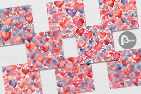 Digital Paper Watercolor Texture Heart Digital Pattern artnoy 
