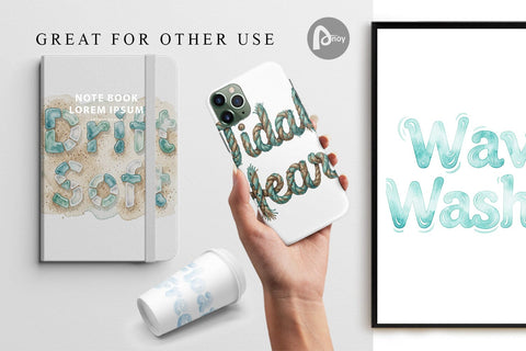 Digital Paper Watercolor Tidal Fluid Blue Affirmations Digital Pattern artnoy 