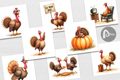 Digital Paper Watercolor Turkey Day Off Digital Pattern artnoy 