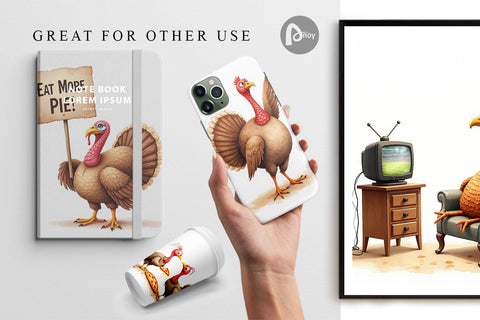 Digital Paper Watercolor Turkey Day Off Digital Pattern artnoy 