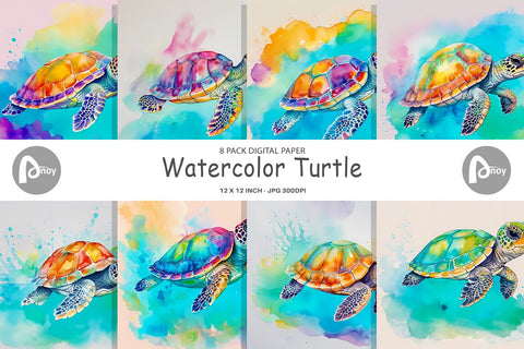 Digital Paper Watercolor Turtle Digital Pattern artnoy 