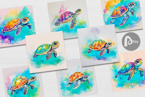 Digital Paper Watercolor Turtle Digital Pattern artnoy 