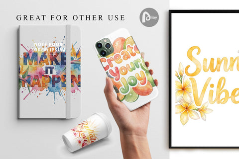 Digital Paper Watercolor Vibrant Tropical Growth Quote Digital Pattern artnoy 