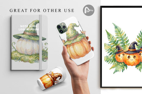 Digital Paper Watercolor Whimsical Woodland Witch Hat Digital Pattern artnoy 