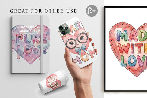 Digital Paper Watercolor Wonky Imperfect Heart Art Quotes Digital Pattern artnoy 