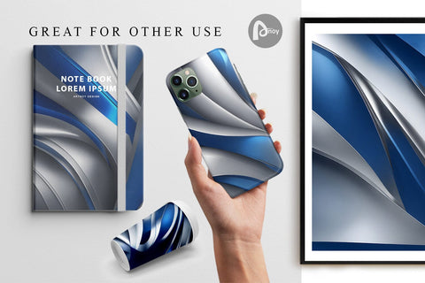 Digital Paper Wave Blue and Silver Digital Pattern artnoy 