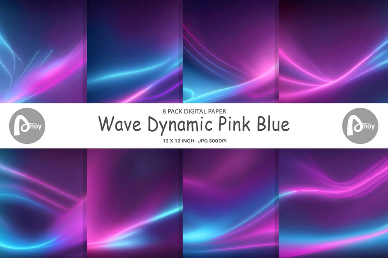 Digital Paper Wave Dynamic Pink Blue Digital Pattern artnoy 