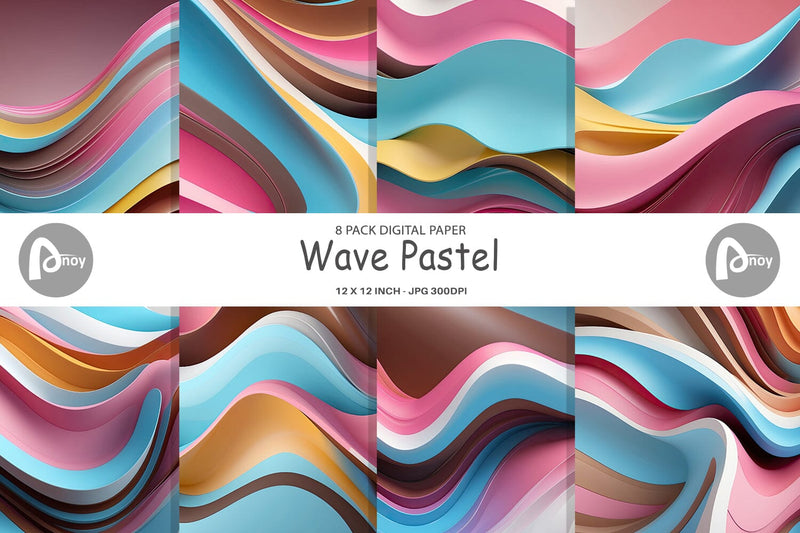 Digital Paper Wave Pastel Digital Pattern artnoy 