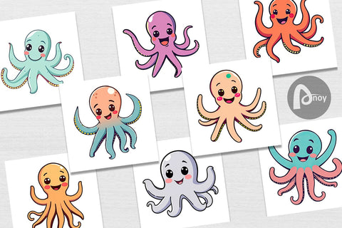 Digital Paper Waving Octopus Digital Pattern artnoy 