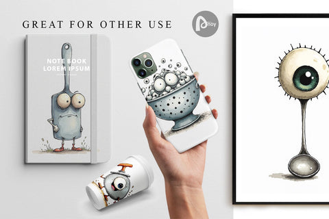 Digital Paper Weary Utensils Digital Pattern artnoy 