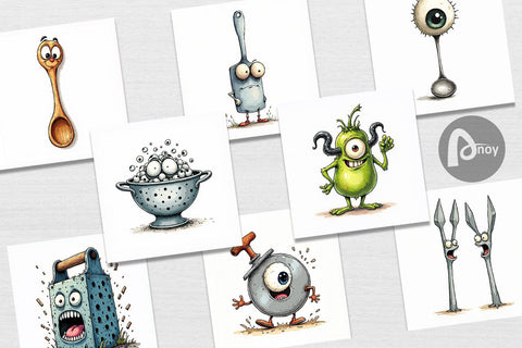 Digital Paper Weary Utensils Digital Pattern artnoy 