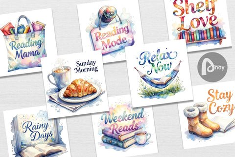 Digital Paper Weekend Reading Quotes Digital Pattern artnoy 