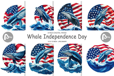 Digital Paper Whale 4th of July Digital Pattern artnoy 
