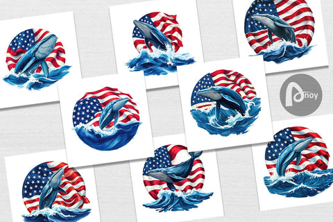 Digital Paper Whale 4th of July Digital Pattern artnoy 