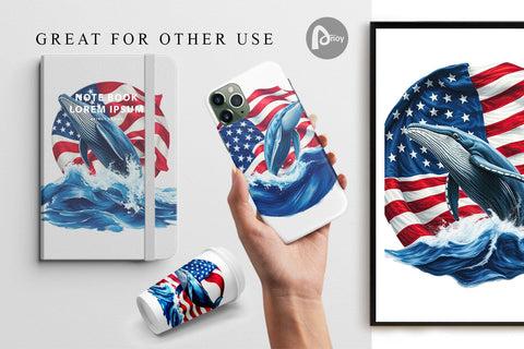 Digital Paper Whale 4th of July Digital Pattern artnoy 