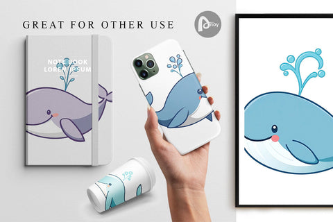 Digital Paper Whale Spout Digital Pattern artnoy 