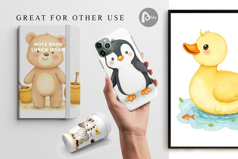 Digital Paper Whimsical Animal Parade Digital Pattern artnoy 