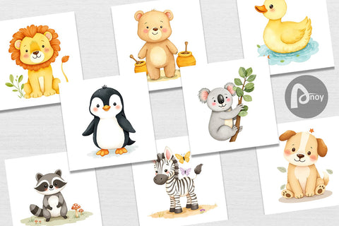 Digital Paper Whimsical Animal Parade Digital Pattern artnoy 