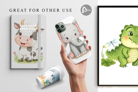 Digital Paper Whimsical Animal Parade Digital Pattern artnoy 