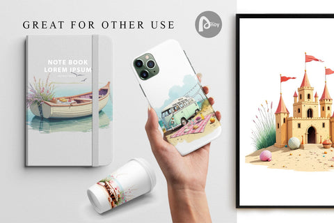 Digital Paper Whimsical Coastal Escape Digital Pattern artnoy 