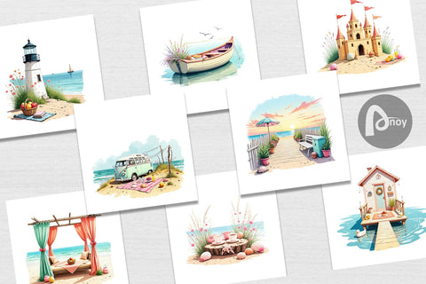 Digital Paper Whimsical Coastal Escape Digital Pattern artnoy 