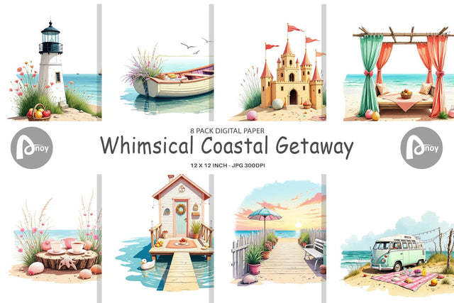 Digital Paper Whimsical Coastal Escape Digital Pattern artnoy 