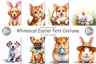 Digital Paper Whimsical Easter Pets Digital Pattern artnoy 