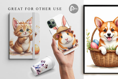 Digital Paper Whimsical Easter Pets Digital Pattern artnoy 
